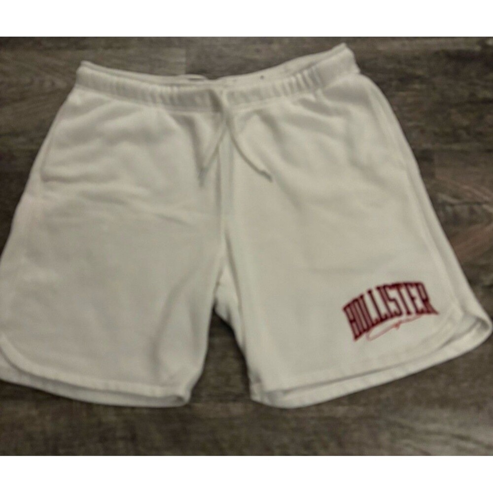 Hollister Co. Men’s Shorts White Size Large Knit Varsity Logo Sweat Shorts